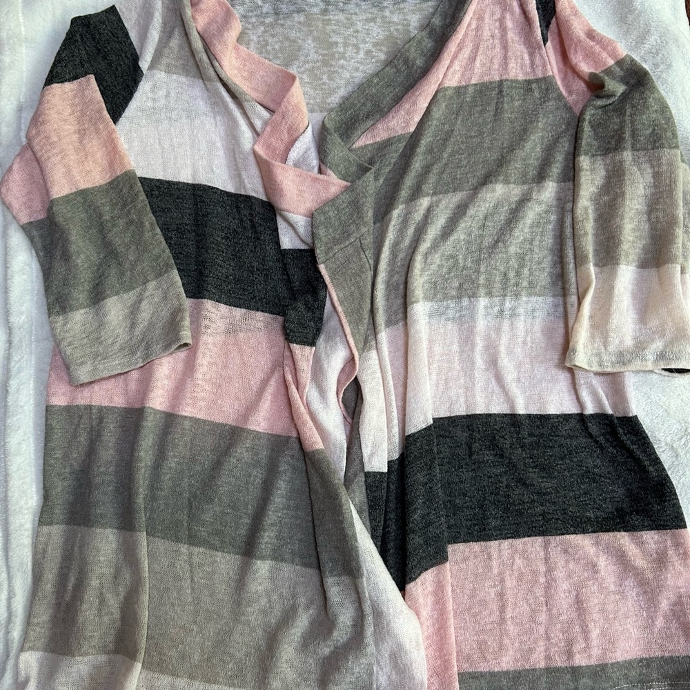 Women’s Large Flamingo Urban Pink and Black 3/4 Sleeve Fly Away Cardigan Shirt